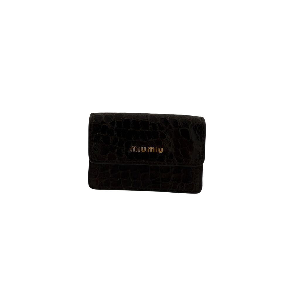 Mim104: Miu Miu Bi-Fold Wallet In Black Crocodile… - image 3
